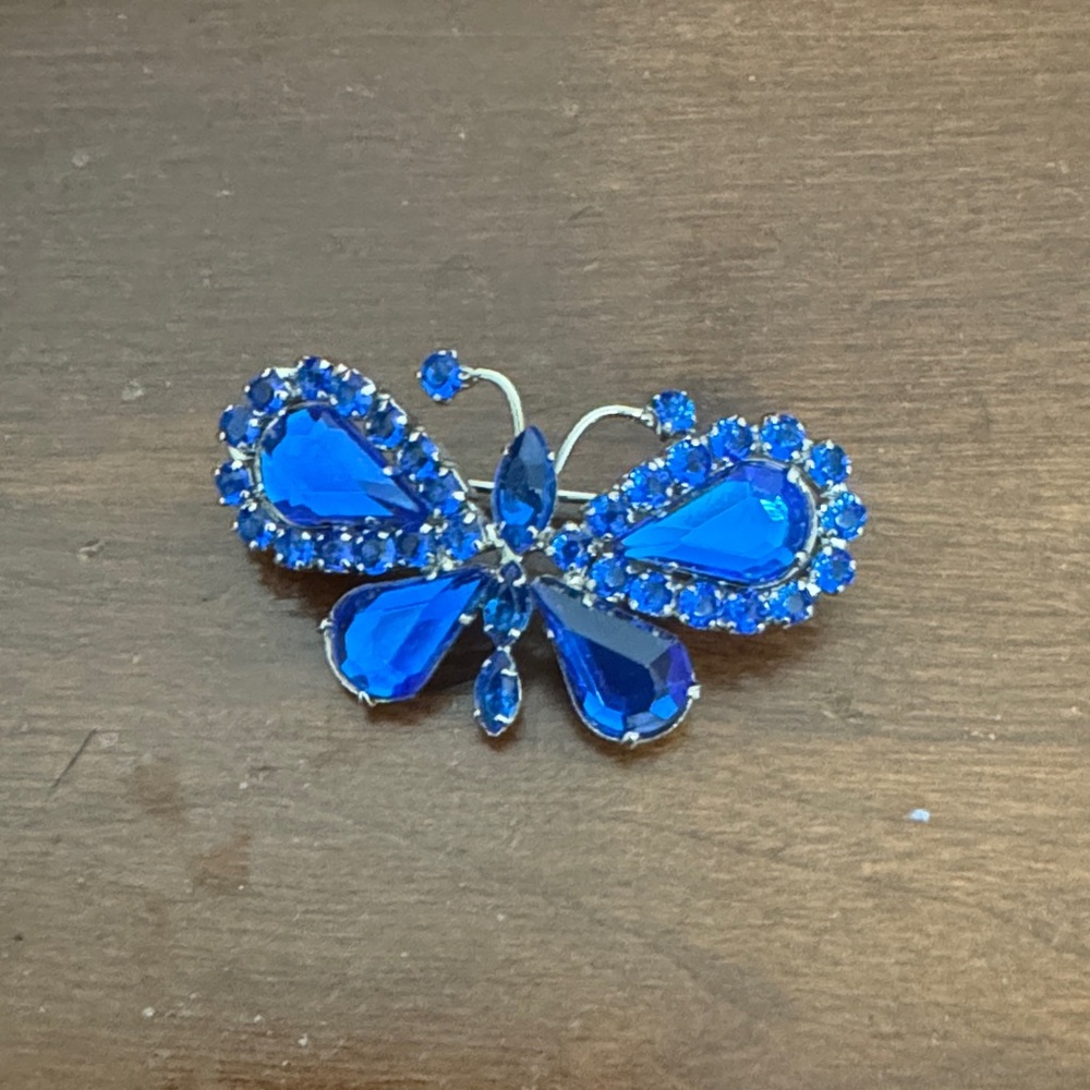 Blue Crystal Butterfly Brooch
